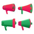 isolated megaphone in different colors