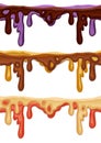 Isolated melted chocolate, caramel and jam flow down Royalty Free Stock Photo