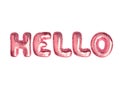 The isolated metallic pink air balloon word HELLO