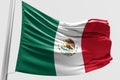 Isolated Mexican Flag waving 3d Realistic Mexican Flag Rendered