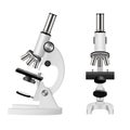 Isolated microscope realistic illustration. front and side view