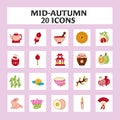 Isolated 20- Mid Autumn Festival Icon Set In Flat Royalty Free Stock Photo