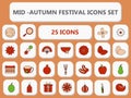 Isolated 25- Mid Autumn Festival Icon Set In Flat Royalty Free Stock Photo