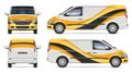 Isolated minivan vector template, car wrap mockup on white background Royalty Free Stock Photo