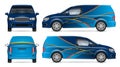 Isolated minivan vector template, car wrap mockup on white background Royalty Free Stock Photo