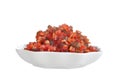 Isolated mixed glace candied fruit in a bowl Royalty Free Stock Photo