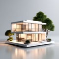 isolated mockup of a 3D house standing on a white surface - showcasing generative AI technology in architectural design Royalty Free Stock Photo