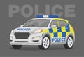 Isolated modern police car. Police suv car perspective front view.