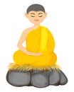 monk in Buddhism meditation vector design
