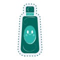 Isolated monochrome groovy sunscream bottle sketch sticker icon Vector