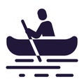 Isolated monochrome person doing rafting sport icon Vector