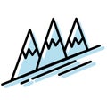 Isolated monochrome winter snow mountains icon Vector