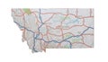 Isolated Montana Map Highways Topography