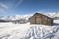 Isolated mountain hut in the snow Royalty Free Stock Photo