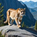 an isolated mountain lion cougar stalking fierce photorealistic illustration on a transparent background in See Less