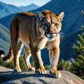 an isolated mountain lion cougar stalking fierce photorealistic illustration on a transparent background in See Less