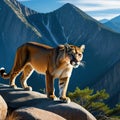 an isolated mountain lion cougar stalking fierce photorealistic illustration on a transparent background in See Less