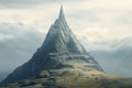 Isolated mountain peak crowned by a solitary