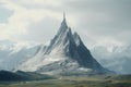 Isolated mountain peak crowned by a solitary