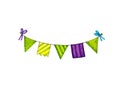 Isolated multicolored garland flags on string