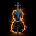 Isolated musical cello shocked by arcs of electric lightning bolts with custom string instrument design