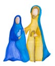 Nativity scene in Bethlehem. Isolated abstract watercolor hand painted Christmas scene illustration representing the holy family Royalty Free Stock Photo