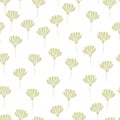 Isolated nature abtract seamless pattern with hand drawn beige flowers silhouettes print. White background