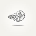 Isolated nautilus ocean shell line art badge logo