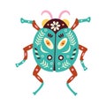 Isolated neutral colored ladybug with patterns Vector