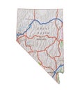 Isolated Nevada Map Highways Topography