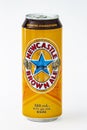 A isolated Newcastle Brown Ale Tallboy Beer Can on a white background