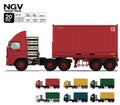 Isolated NGV semi trailer truck 20 ft on transparent background