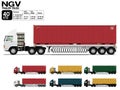 Isolated NGV semi trailer truck 40 ft on transparent background Royalty Free Stock Photo