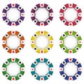 Isolated nine colorful poker chip vector