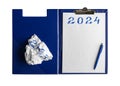 Isolated notepad with date 2024.