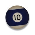 Isolated number 10 blue pool ball, with drop shadow