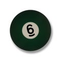 Isolated number 6 green pool ball, with drop shadow