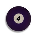 Isolated number 4 purple pool ball, with drop shadow