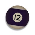 Isolated number 12 purple pool ball, with drop shadow