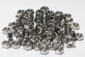 Isolated Nuts and bolts stanless metal fasteners.