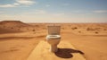 The Isolated Oasis: AI-Generated Image of a Toilet in the Desert