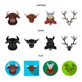 Isolated object of antler and animal logo. Collection of antler and death vector icon for stock. Royalty Free Stock Photo