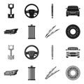 Isolated object of auto and part logo. Set of auto and car vector icon for stock. Royalty Free Stock Photo