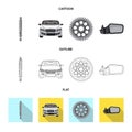 Isolated object of auto and part logo. Set of auto and car vector icon for stock. Royalty Free Stock Photo