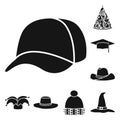 Vector illustration of beanie and beret logo. Collection of beanie and napper vector icon for stock.