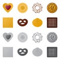 Vector illustration of biscuit and bake sign. Set of biscuit and chocolate stock symbol for web. Royalty Free Stock Photo