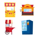 Isolated object of and booth sign. Set of and vending vector icon for stock.