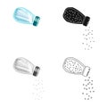 Vector illustration of bottle and salt sign. Collection of bottle and pack vector icon for stock.