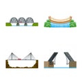 Isolated object of bridgework and bridge symbol. Set of bridgework and landmark vector icon for stock.