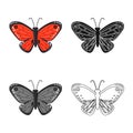 Vector illustration of butterfly and red icon. Collection of butterfly and species vector icon for stock.